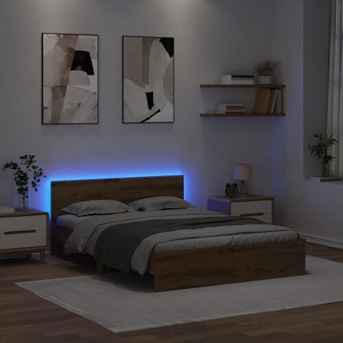 VidaXL vidaXL Bed Frame Artisan Oak 140 x 200 cm Engineered Wood 1