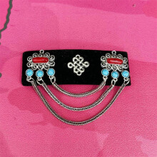 (9) Ethnic Mongolian Inspire Lint Hair Clip Featuring Tassels and Intricate Rhinestones Detail for Weddings and Festivals