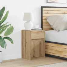 vidaXL LED Bedside Cabinet Artisan oak 38 x 34 x 61 cm Engineered wood
