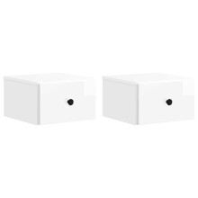 vidaXL Wall-Mounted Bedside Cabinet with Drawer 2 pcs High Gloss White