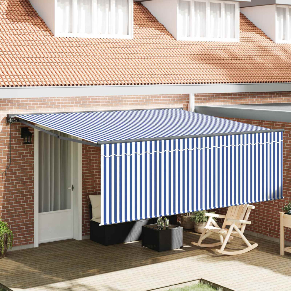Vidaxl Retractable Awning Manual And 400 X 300 Cm Blue/White