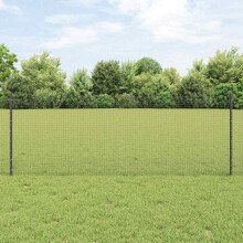 vidaXL Welded Wire Fence with Post 10 x 0.8 m PVC-Coated Steel Grey