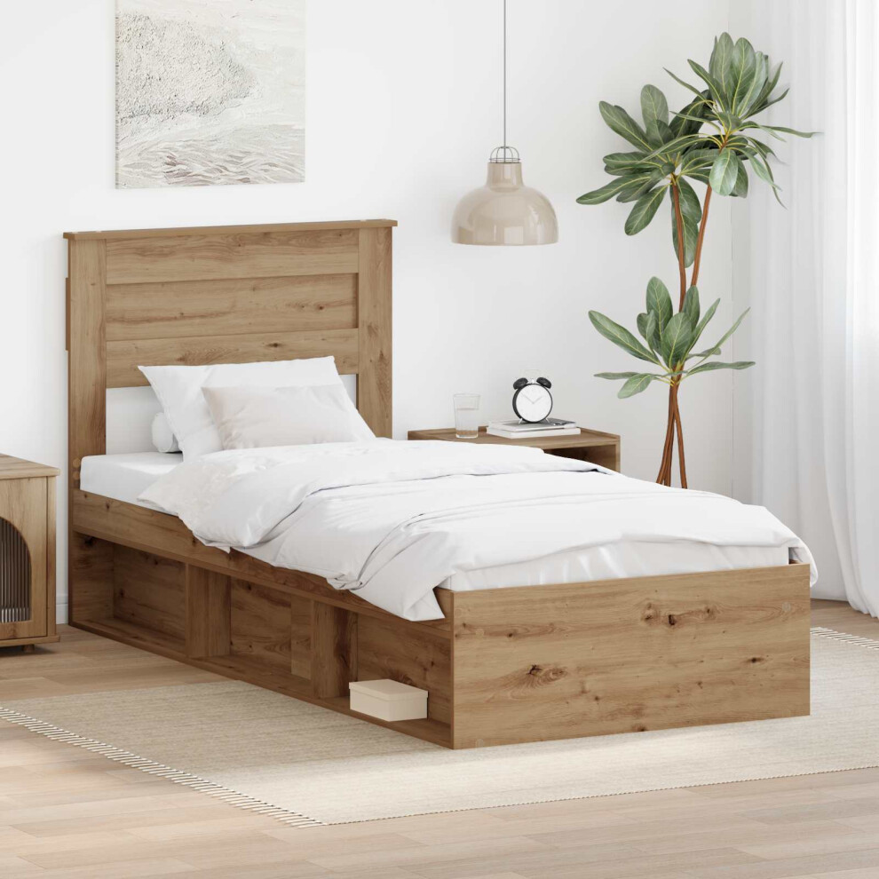 Vidaxl Bed Frame Artisian Oak 75 X 190 Cm Solid Pine Wood