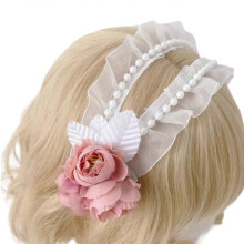(Deep pink) Blue French Style Hairband Lace Flower Headbands Hair AAccessory Delicate and Elegant Headpiece for Women and Girl Yellow