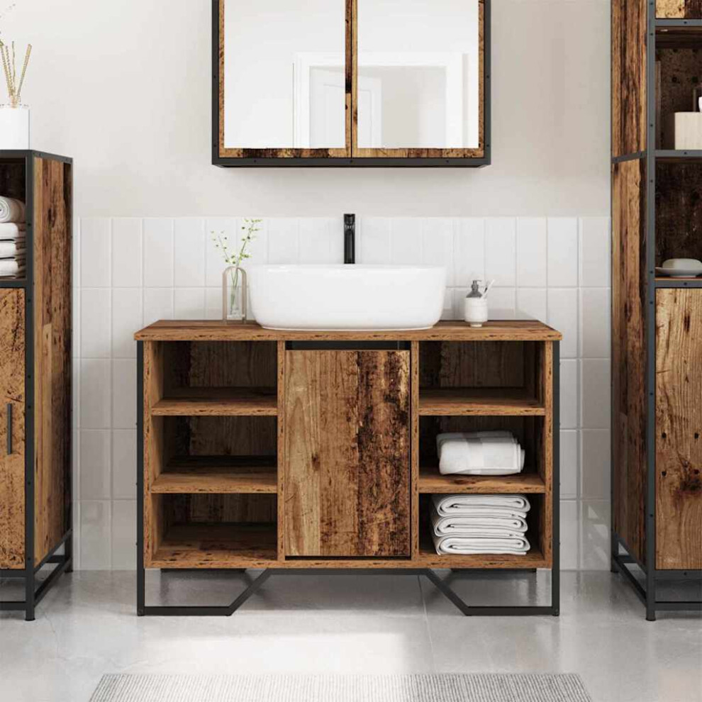 Vidaxl Bathroom Sink Cabinet Old Wood 91 X 35 X 60 Cm Engineered Wood