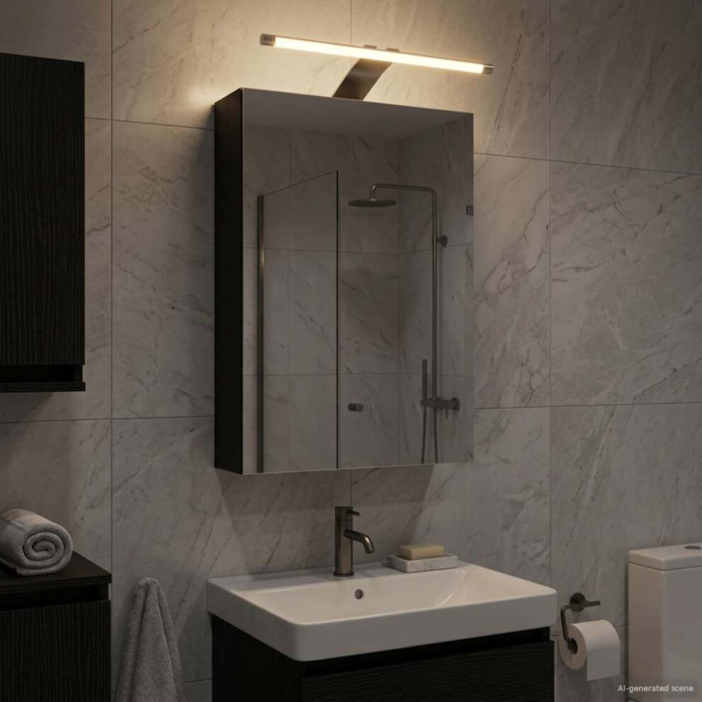Vidaxl Bathroom Mirror Cabinet With Shelf Oak 30 X 10.5 X 50 Cm Black