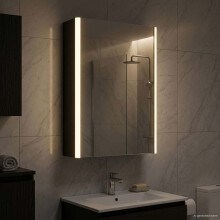 vidaXL Bathroom Mirror Cabinet Black Oak 33 x 11.5 x 50 cm