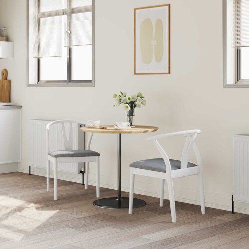 VidaXL vidaXL Dining Chair 2 pcs White and Grey Solid Rubber Wood 2