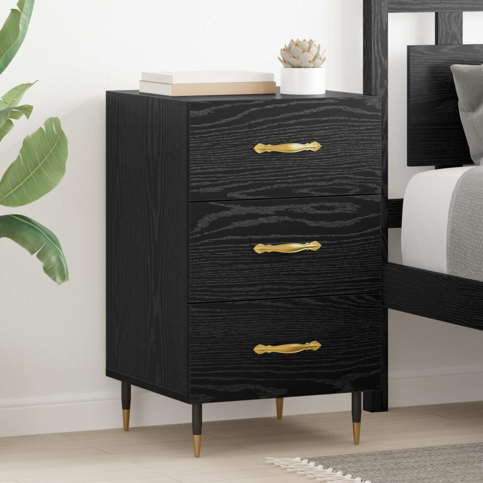 Vidaxl Bedside Cabinet Black Oak 40 X 40 X 66 Cm Engineered Wood