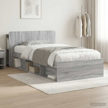vidaXL Bed Frame with Storage Grey Sonoma 75 x 190 cm Engineered Wood