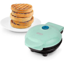 Dash Mini Maker for Individual Waffles, Hash Browns, Keto Chaffles with Easy To Clean, Non-stick Surfaces, 4 Inch, Aqua