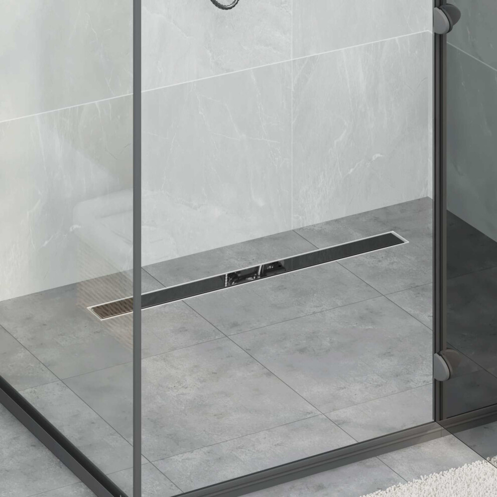 Vidaxl Shower Drain Glass Cover With 360 Siphon Black 80 Cm