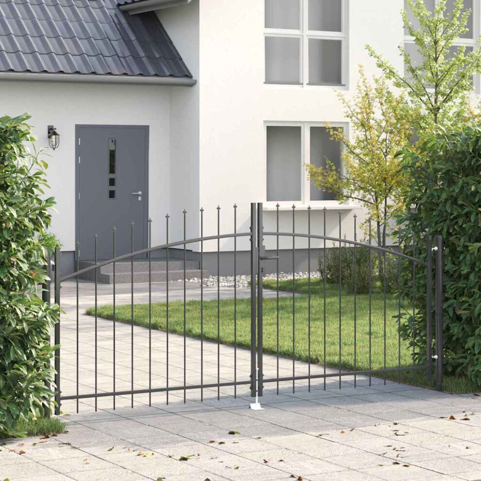 Vidaxl Double Gate With Lock Woerden Grey 299.5 X 174.5 Cm Steel