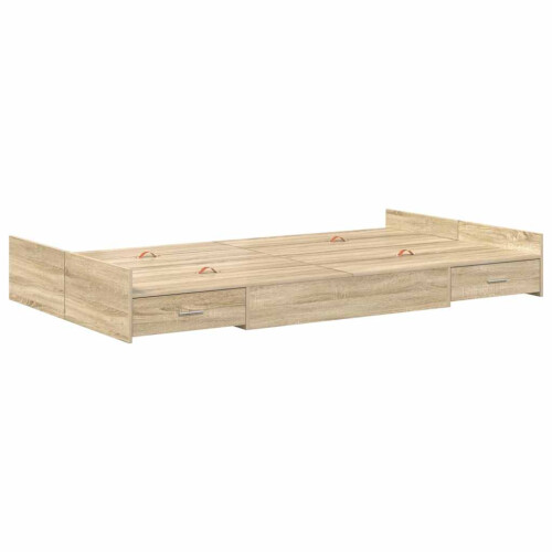 VidaXL vidaXL Storage Bed Frame Sonoma Oak 120 x 190 cm Engineered Wood 2