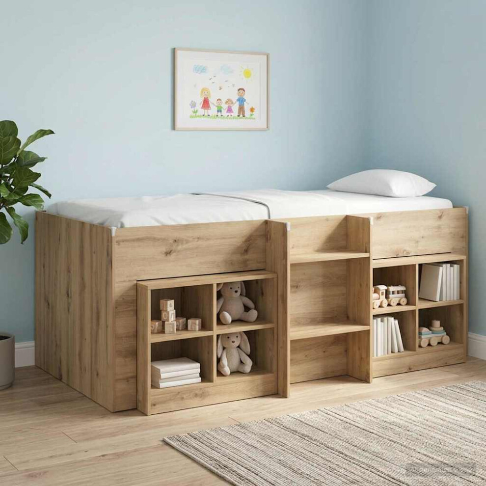 Vidaxl Kids'high Bed Frame 2 Pcs Artisan Oak 90 X 190 Cm