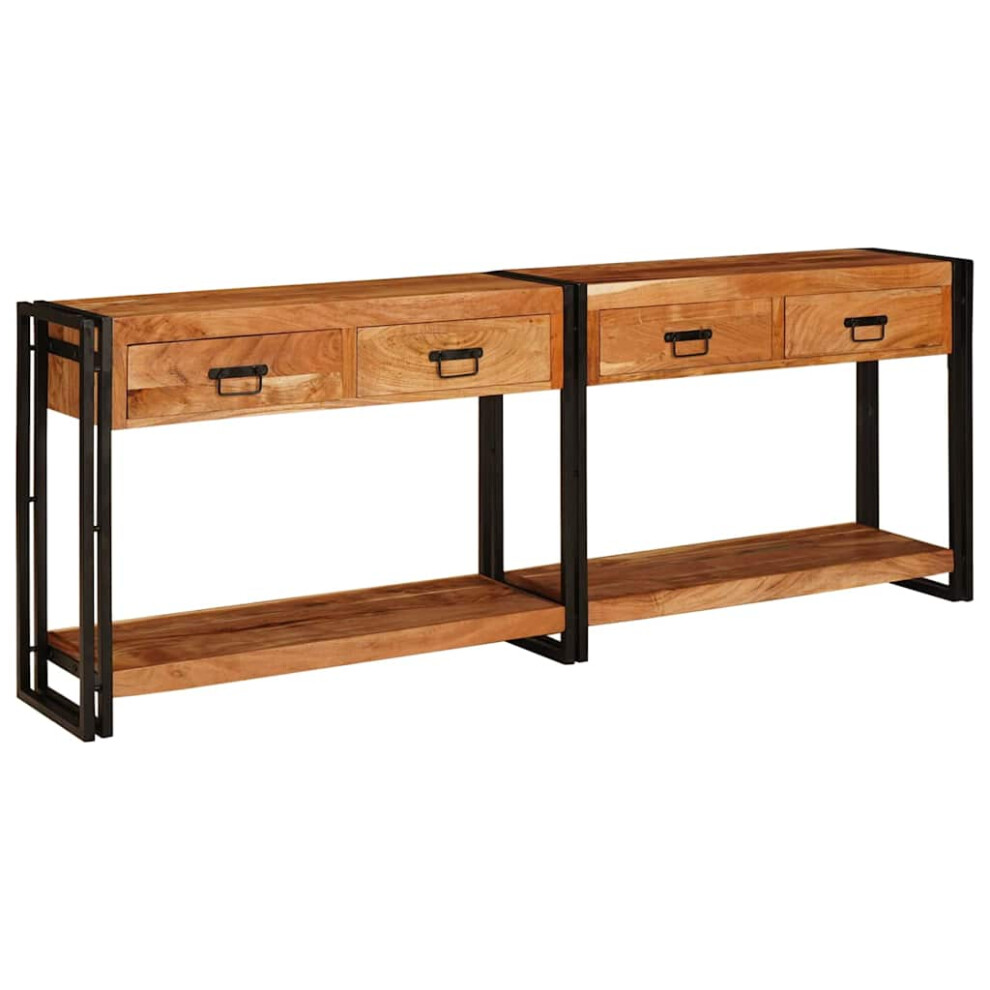 Vidaxl Console Tables 2 Pcs 200 X 33 X 75 Cm Solid Acacia Wood Brown