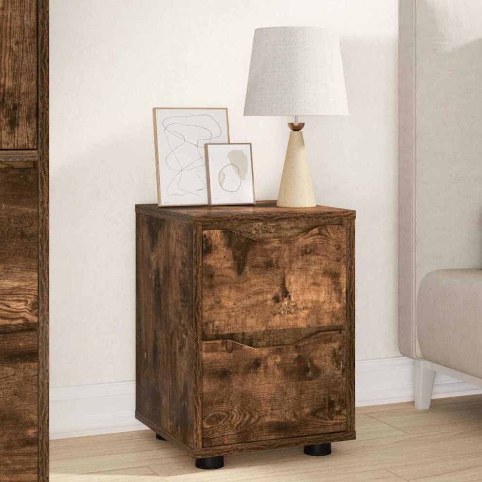 Vidaxl Bedside Table Smoked Oak 30.5 X 30 X 43 Cm Engineered Wood