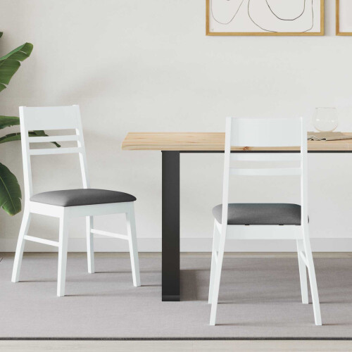 VidaXL vidaXL Dining Chairs 2 pcs White 43 x 54 x 89 cm Solid Rubber Wood