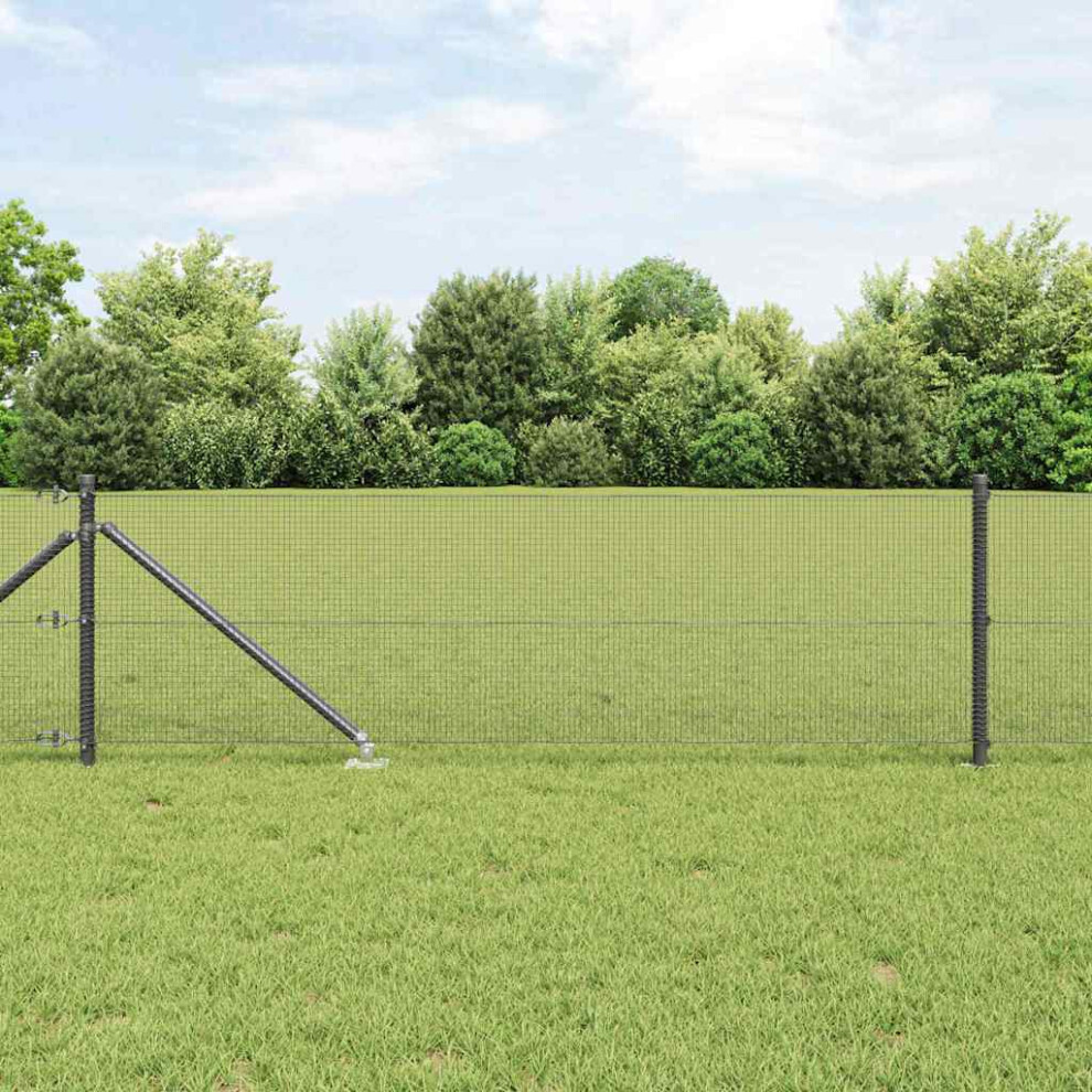 Vidaxl Welded Wire Fence With Spikes 100 X 0.6 M Pvc-Coated Steel Grey