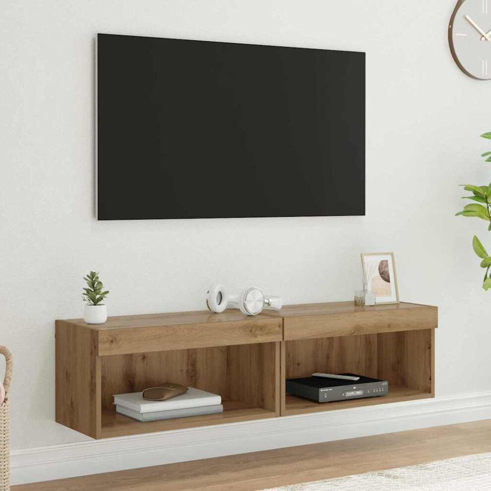 Vidaxl Tv Cabinet Set With Led 2 Pcs Artisan Oak 60 X 30 X 30 Cm