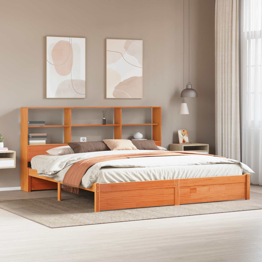 Vidaxl Bed Frame With Storage Headboard Wax Brown 180 X 200 Cm