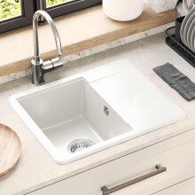 vidaXL Sink White 560 x 460 mm 80% Quartz and 20% Resin