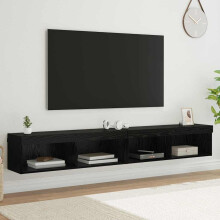 vidaXL TV Cabinet Set 2 pcs Black Oak 100 x 30 x 30 cm Engineered Wood