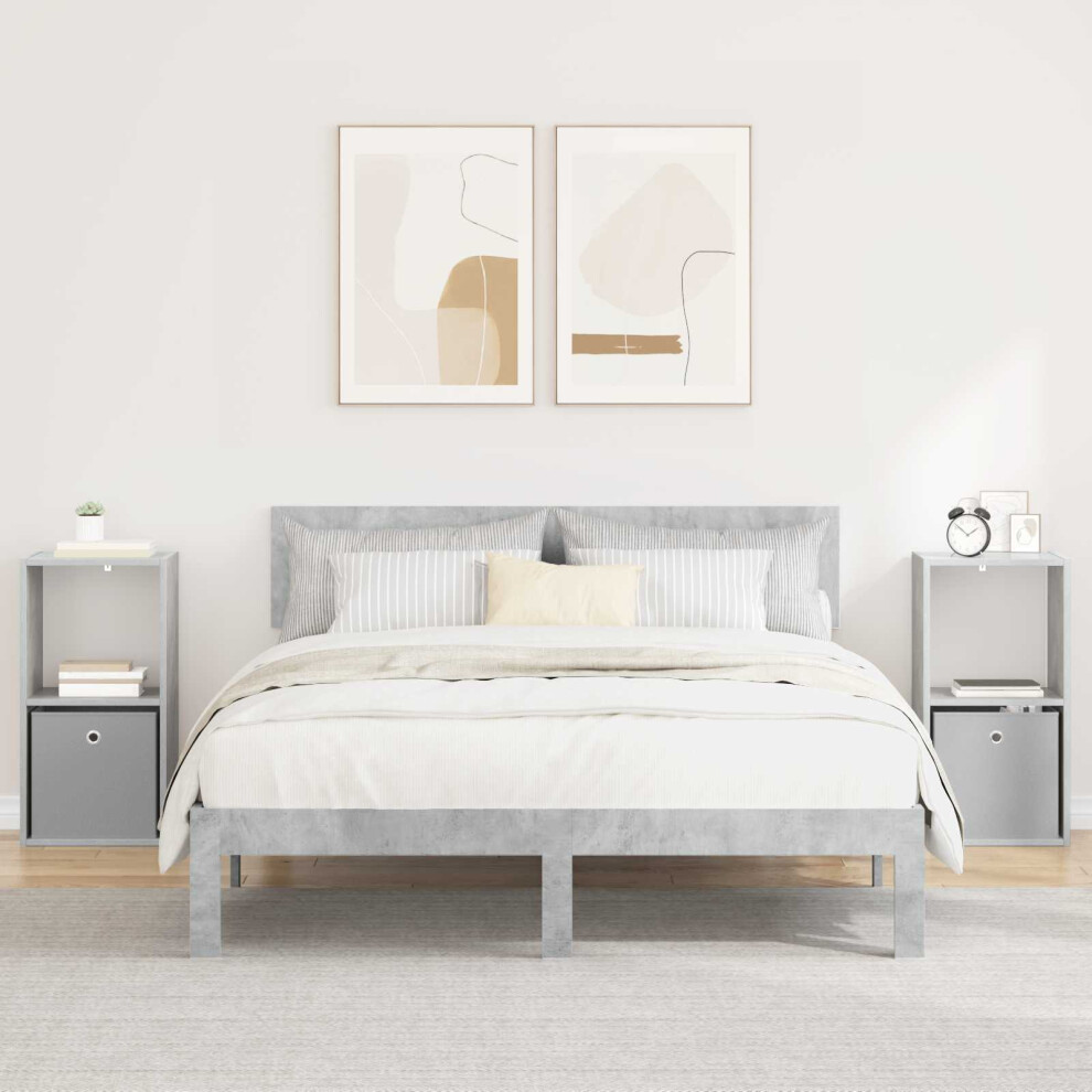 Vidaxl Bedside Table With Drawer 2 Pcs Concrete 35 X 32 X 68.5 Cm Grey
