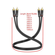 (silver) 30cm-10m Stereo Cable 2RCA Aux Cord Wire Double End 2RCA Male Connectors Line for Connecting HDTV HiFi Equipment silver