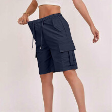 (XXL, brown) Shorts for Women Quick Dry Cargo Shorts with Pockets Outdoor Drawstring Knee Length Hiking Short Yellow S