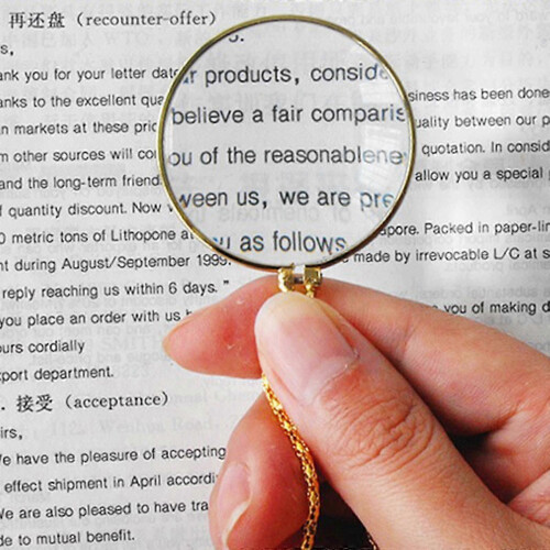 (Silver) Magnifying Glass Necklace 6X Reading Newspaper Magnifying Mirror for Elderly