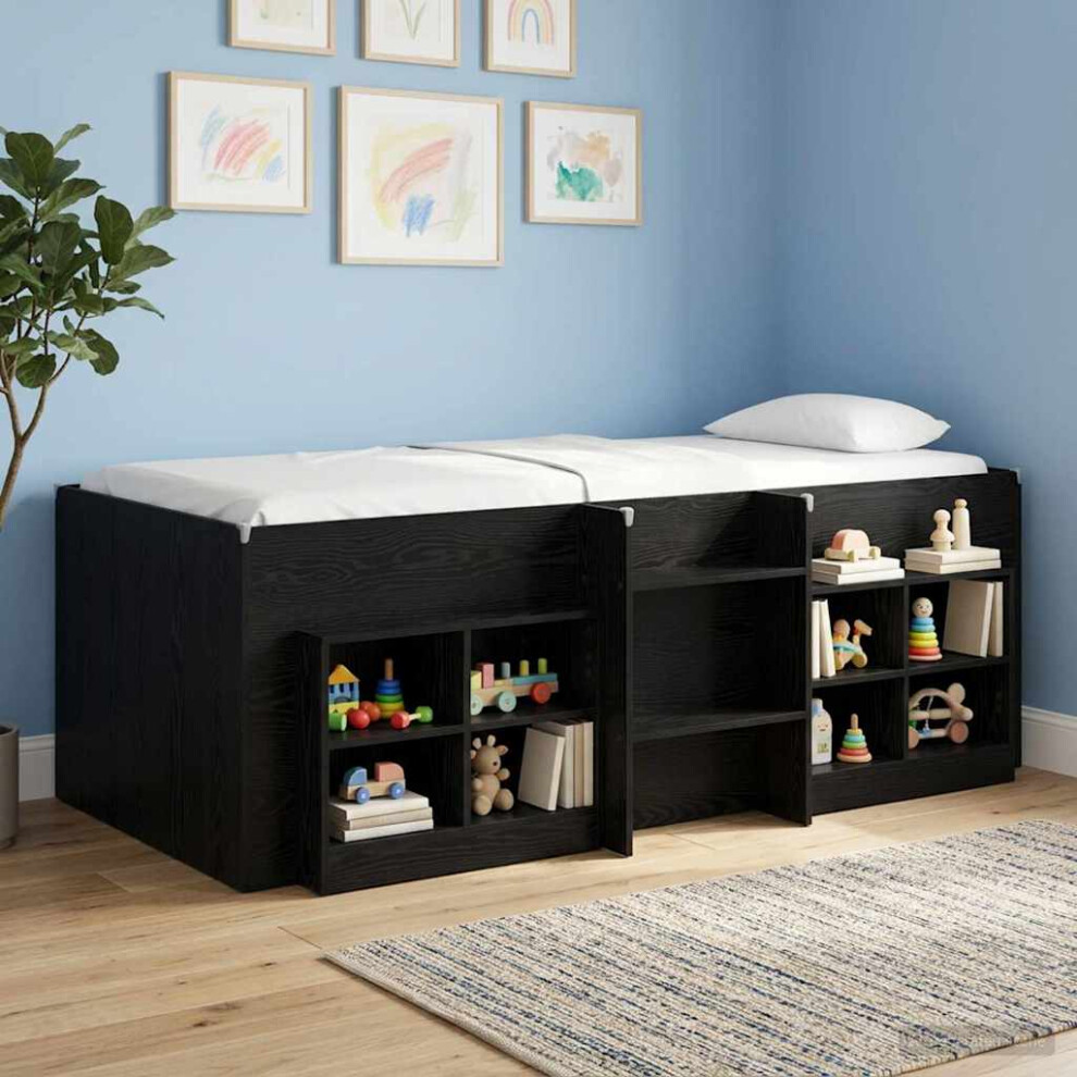 Vidaxl Kids'high Bed Frame 2 Pcs Oak 193 X 96.1 X 68.5 Cm Black