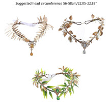 (AD3216) Adjustable Leaves Shape Hair Hoop Rhinestone Pendant Headband Wedding Party Bride Baroque Style Styling Headwear