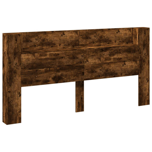 VidaXL vidaXL Storage Headboard with LED Smoked Oak Engineered Wood 1