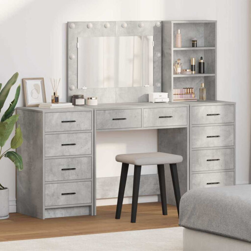 VidaXL vidaXL Dressing Table with Drawer 3 pcs Concrete Grey Engineered Wood