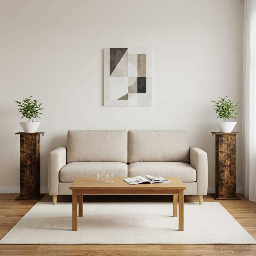 Vidaxl Plant Stand 2 Pcs Smoked Oak 30.5 X 30 X 80.5 Cm