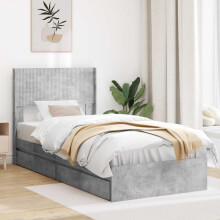 vidaXL Bed Frame with Storage and Headboard Concrete Grey 90 x 190 cm