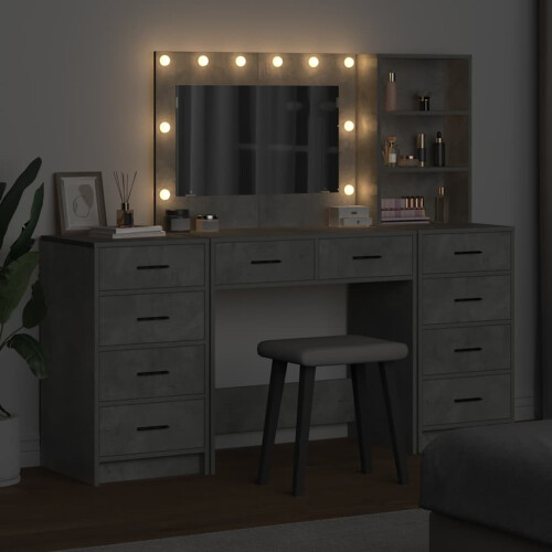 VidaXL vidaXL Dressing Table with Drawer 3 pcs Concrete Grey Engineered Wood 2