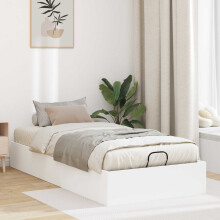 vidaXL Ottoman Bed Frame White 203 x 90 x 25 cm Engineered Wood