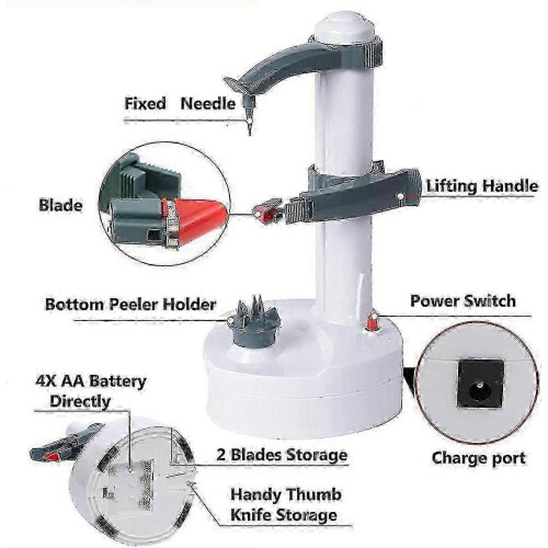 Electric peeler for round apples, comes with 2 blades 1