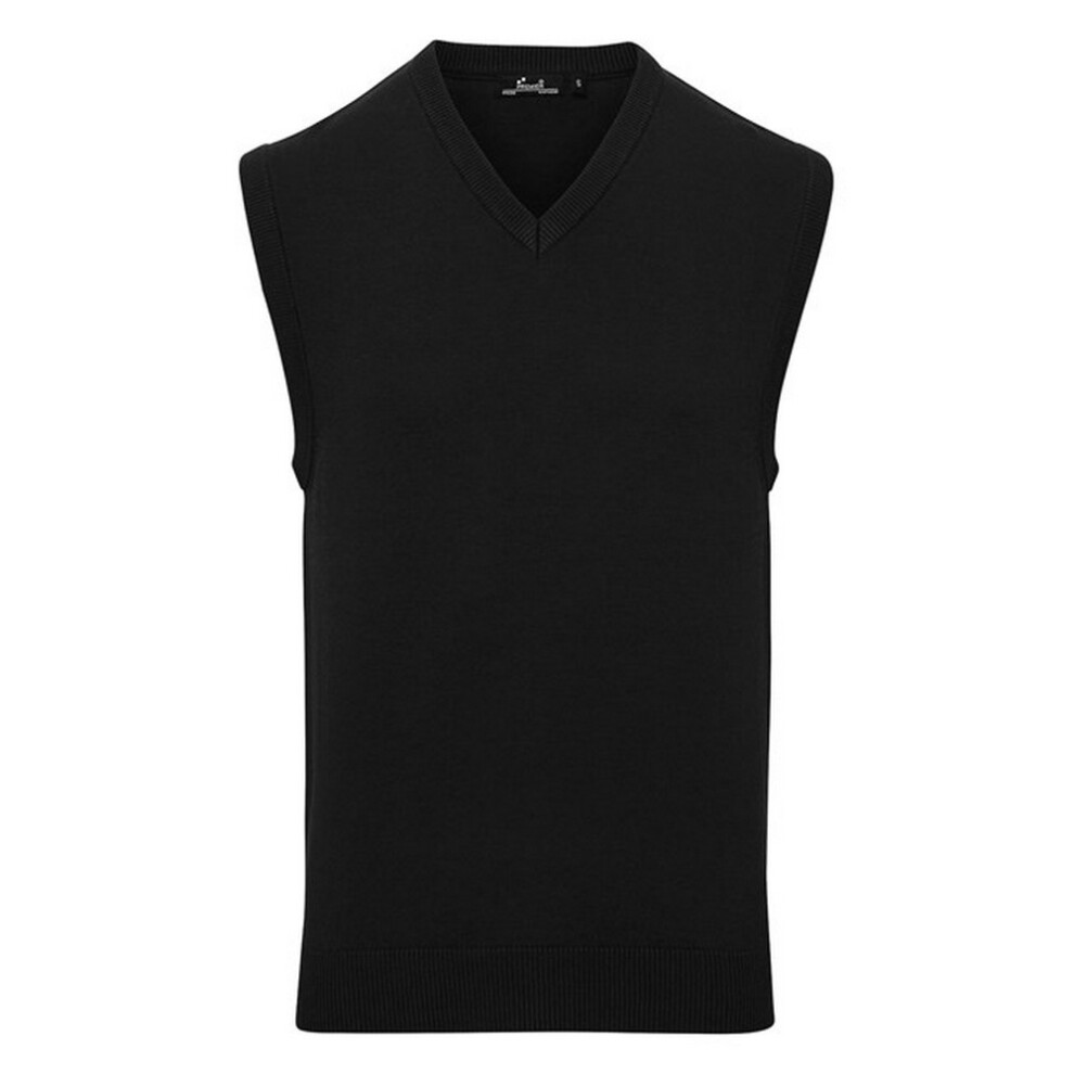 Premier (4Xl, ) Mens Knitted Sleeveless Sweater Vest Black
