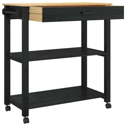 VidaXL vidaXL Kitchen Trolley MONZA Black 84 x 40 x 88.5 cm Solid Pine Wood 2