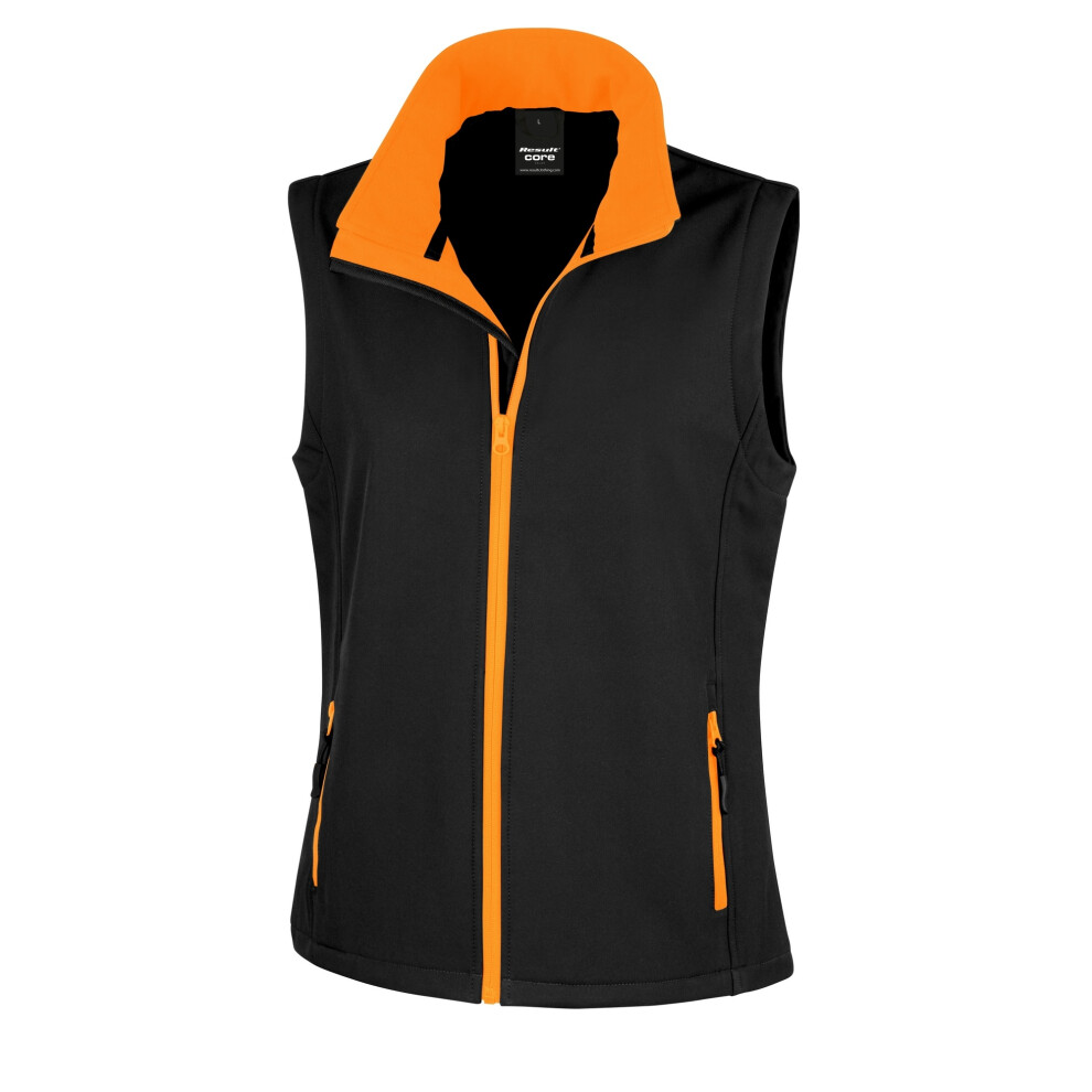 Result (S, Black / Orange) Core Womens/Ladies Printable Softshell Bodywarmer Orange,Black