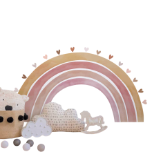 Sticker Mural Arc-en-ciel en Tissu 160x85cm Décoration Chambre Enfant Autocollant Mural Textile Style Pastel Boho Géant