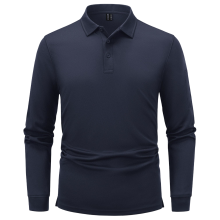 Herren Polo-Shirt Langarm Golf Taktisch Stilvoll Dunkelblau L — polohemd herren, taktisches polohemd, tacvasen polo, polohemd langarm