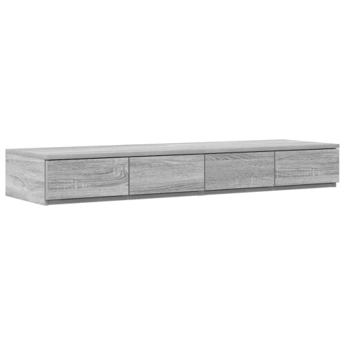 VidaXL vidaXL Storage Bed Frame Grey Sonoma 120 cm Engineered Wood 2