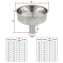 (195-32mm) Extra-large Industrial Hopper 304 Stainless Steel Large Funnel with Filter Ideal for Household Wine and Oil 1 Piece