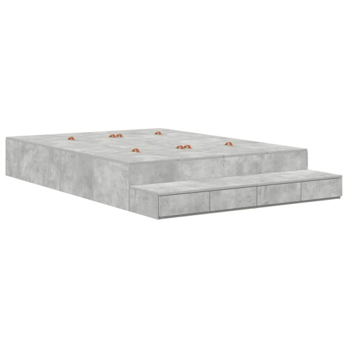 VidaXL vidaXL Storage Bed Frame Concrete Grey 140 cm Engineered Wood 1