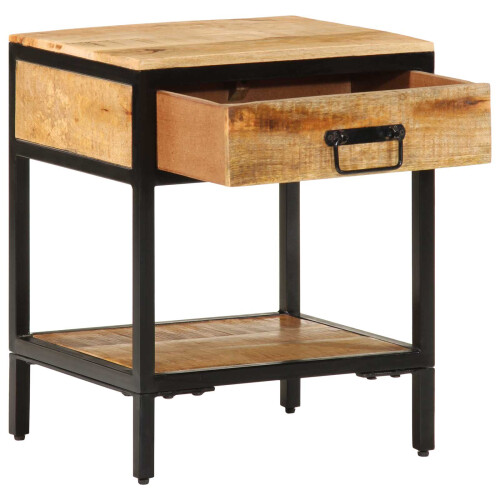 VidaXL vidaXL Bedside Table Brown 40 x 35 x 50 cm Solid Mango Wood and Metal 1