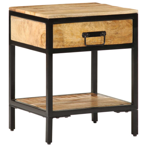 VidaXL vidaXL Bedside Table Brown 40 x 35 x 50 cm Solid Mango Wood and Metal 2